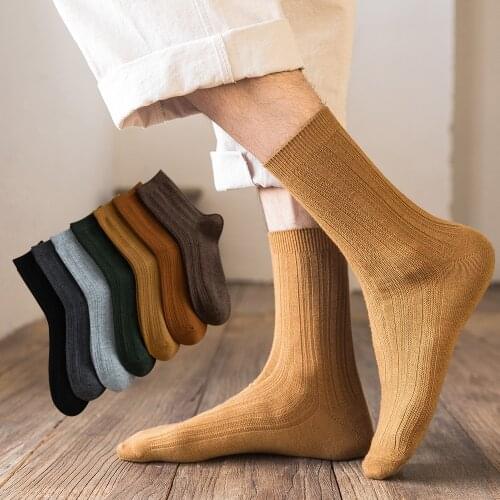 Salina Mens Socks Winter and Spring Short Tube New Year Solid Color Pattern Mercerized Wool Leisure Sports Comfortable Fashion