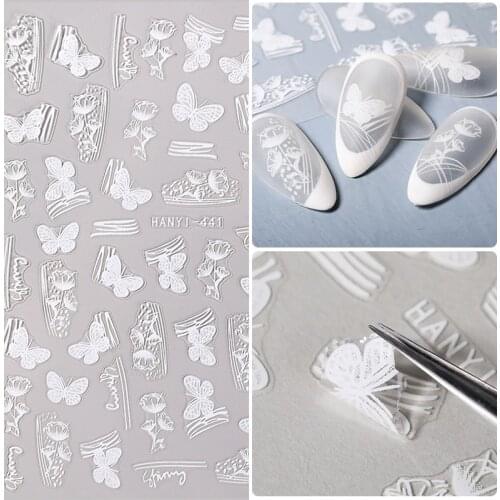 3D Laser Effect Nail Sticker Floral Butterfly Design Transfer Decals Slider Wraps Decoration DIY Nail Art Manicures Accessories