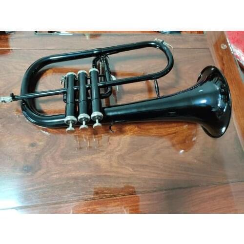 New Brand Bb Flugelhorn Black Nickel Sliver Bell Musical Instruments with Case Mouthpiece Free Shipping