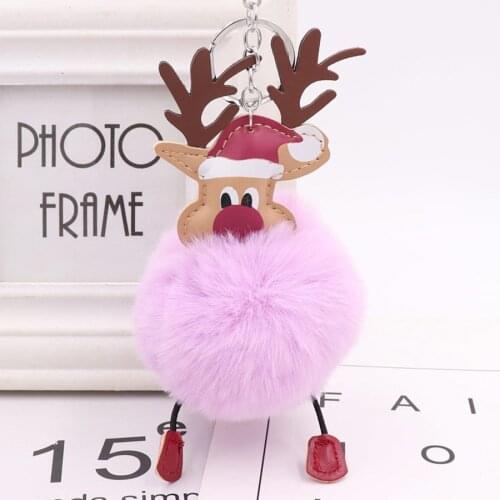 New Hot Santa Claus Elk Pompom Rabbit Fur Ball Key Chain Fluffy Car Keyring clef Bag Key ring Jewelry