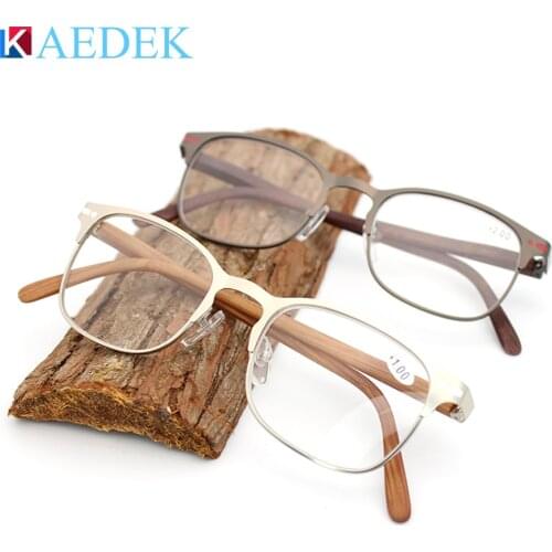KAEDEK Mens and Womens Anti-Blu-ray Computer Reading Glasses Female Bamboo Temple Fatigue Ultraviolet Rectangular