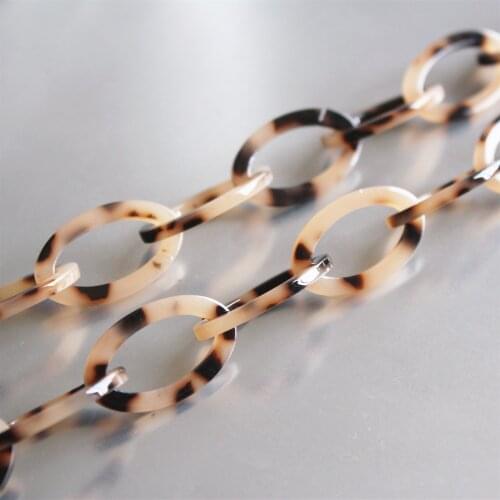 2feet Tortoiseshell Oval Acetate Acrylic Necklace Chain,Plastic Jewelry Chain, Size 28mmx17mm