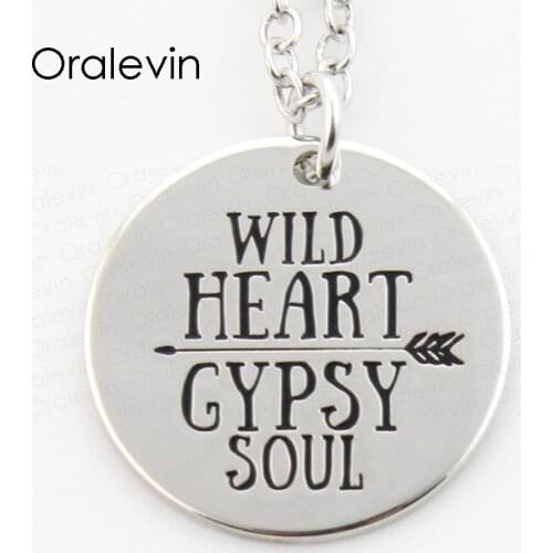 WILD HEART CYPSY SOUL Memorial Pendant Charms Necklace Gift Jewelry 10Pcs/Lot,#LN367