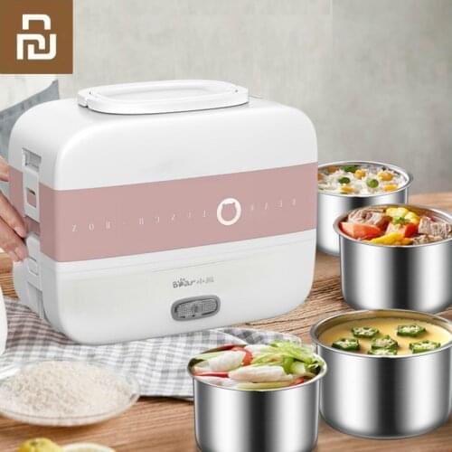 Youpin Electric Lunch Heating Box Meals Household Portable Electric Multi Cooker Rice Cooker With 4 Liners EU/AU/UK/US Plug 220V