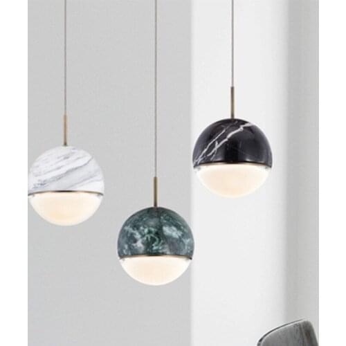 Post modern marble single head chandelier designer bedroom bedside lamp simple light luxury restaurant bar art lamp