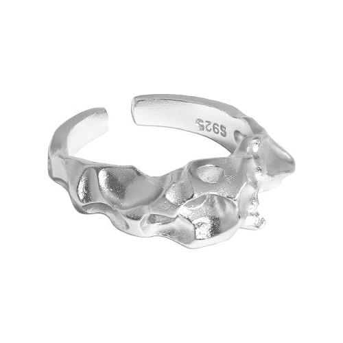 Simple Real 925 Sterling Silver Irregular Uneven Surface Rings For Women Jewelry 2021,New Punk Gold Color Ring Woman Accessories