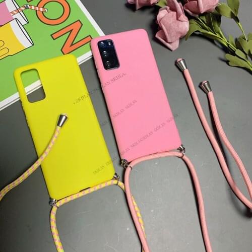 Strap Cord Chain Necklace Lanyard Mobile Phone Case For Samsung Galaxy Note 20 10 Ultra S8 S9 A7 A8 2018 Hands Free Rope Cover