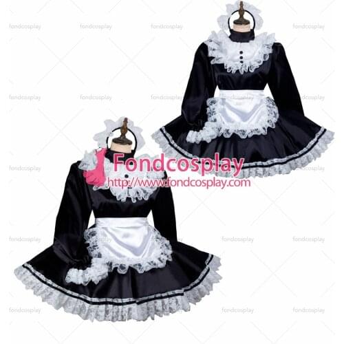 Sissy maid satin dress lockable Uniform cosplay costume Tailor-made[G2435]