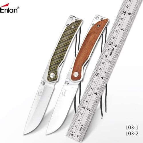 ENLAN Wood /G10 Folding Knife Tactical Camping knives Survival Hunting Rescue Knives 8cr13mov Blade Outdoor Tool Dropshipping