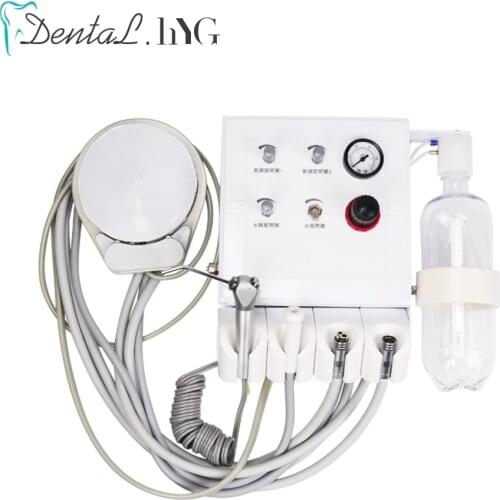 Dental Portable Turbine Unit with Weak Suction Dental Equipment Air Unit with 2 Handpiece Tubes 3 way syringe Teeth Whitening
