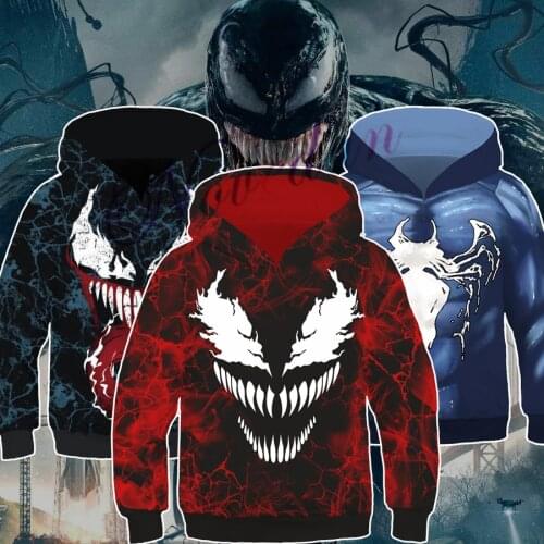Christmas Halloween Movie Venom 3D Printed Hoodies Costume Kids Boys Hooded Sweatshirts Hip Hop Pullover Jacket