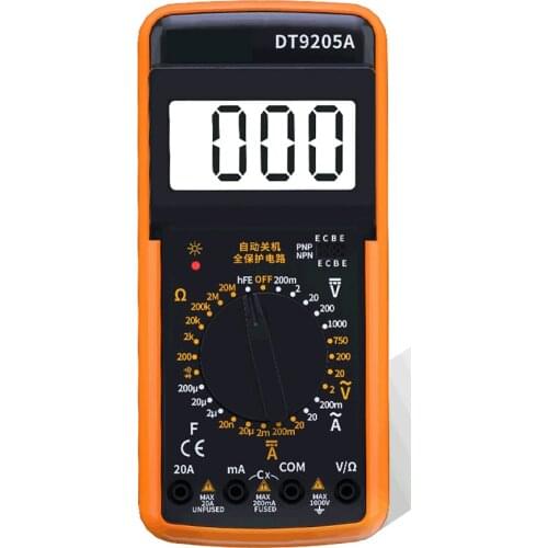 DT-9205A Intelligent Anti-burning Digital Multimeter Household Electrician Universal Meter Multi-function Meter