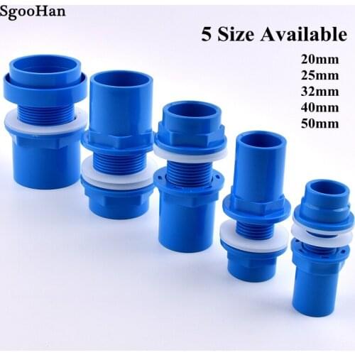 I.D 20~50mm Blue Aquarium Fish Tank Connector Overflow Thread Water Tank Supply Drain Joint PVC Pipe Water Inlet Outlet Fittings
