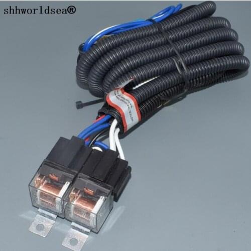 Worldgolden 12v 4 lights h4 100w Ceramic Fused PnP Heavy Duty Automotive Wiring Harness Headlight with 12v waterproof relay