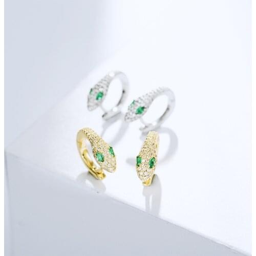 XM003 Street Shot Fashion Refined Grace Zircon Snake Stud Earrings Gift Banquet Party Woman Jewelry Earrings