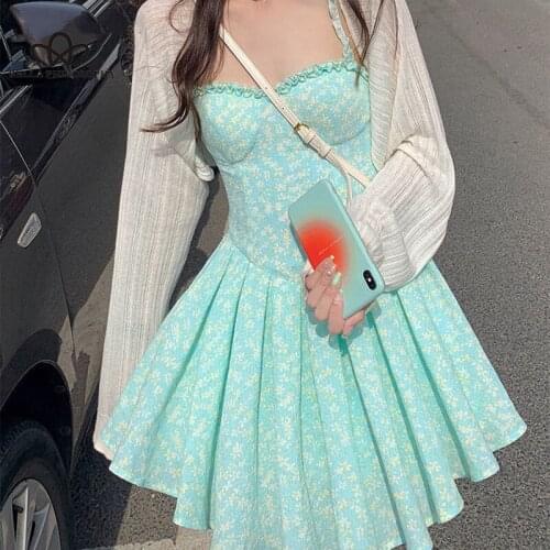 Bella new Vintage Franch Style Female Strapless Party Dress Holiday Lady Boho Vestidos Women New Summer Print Floral Mini Dress