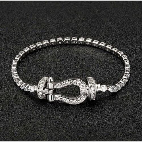 Zlxgirl Classic luxury brand Horseshoe shape men bracelet jewelry fashion womens Copper zirconia bangle&bracelet