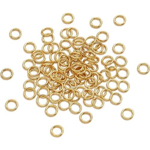 100pcs 304 Stainless Steel Jump Rings Real Gold Plated Split Rings Connectors for Diy Jewelry Finding Making Accessories 5x0.8mm