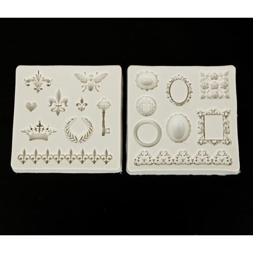 1X DIY Vintage Frame /Dragonfly/Crown/Key Fondant Cake Silicone Mold DIY Epoxy Jewelry Mold Resin Molds For Jewelry