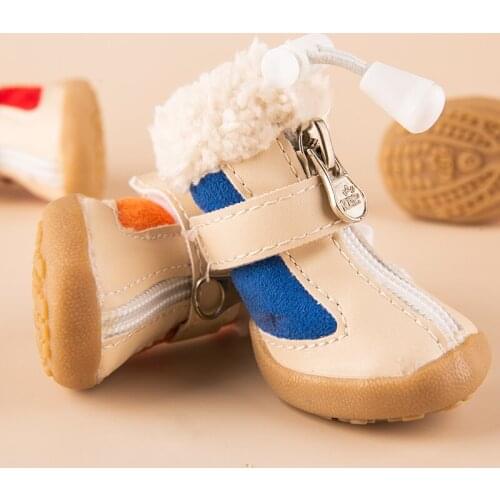 4pcs/set Elastic Winter Pet Dog Shoes Anti-slip Velvet Thickening Warmer Small Comfort Boots Puppy Animal Chihuahua Yorkshire