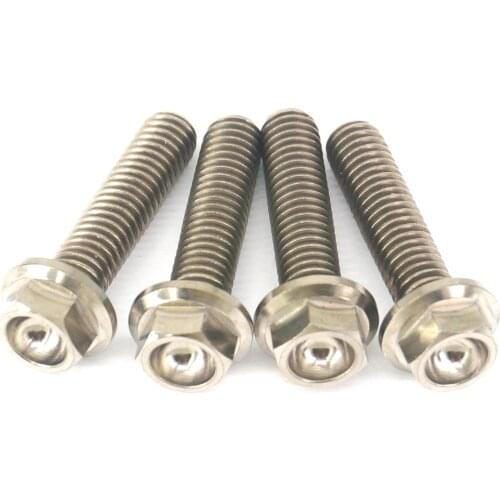 4 PCS M6x25mm Ti GR5 Titanium Hex Concave Head Flange Bolts For Motorcycle