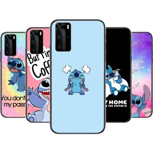 Love Stitch Phone Case For Huawei P 40 30 20 10 9 8 Lite E Pro Plus Black Etui Coque Painting Hoesjes comic fas