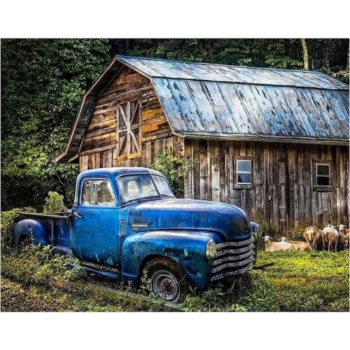 DIY Diamond Painting By Numbers Kits, Farm and Truck Landscape Diamond Paintings for Adult Drill Diamond Painting