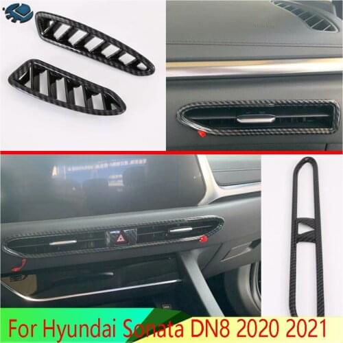 For Hyundai Sonata DN8 2020 2021 Carbon Fiber Style Air Vent Outlet Cover Dashboard Trim Bezel Frame Molding Garnish Accent
