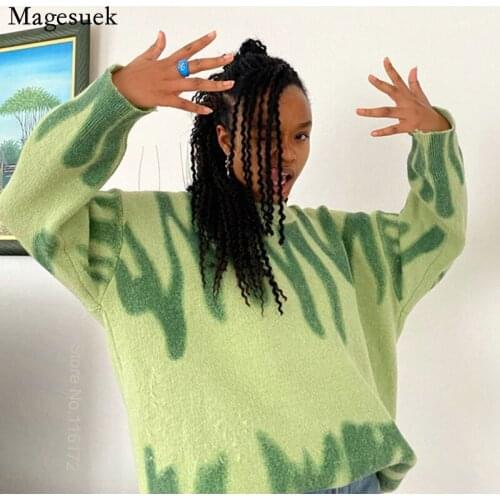 V Neck Jumper Knitted Sweater for Women Long Sleeve Autumn Winter Sweater Woman Loose Striped Women Sweater Pullover Tops 16672