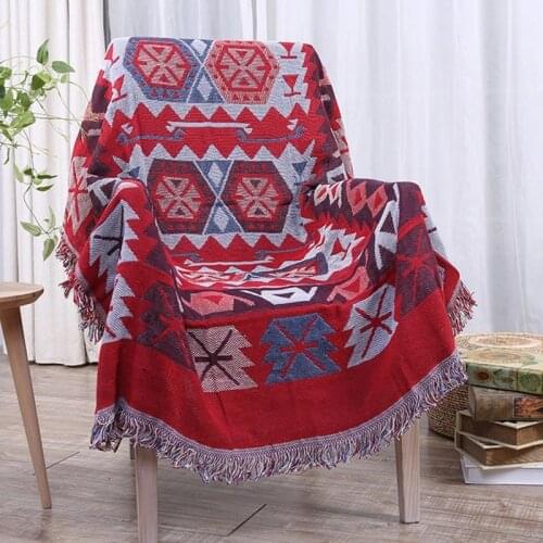 New 130*180cm Sofa Thicken Blanket Cotton Red Plaids Knitted Bed Spread Couch Covering Quilt Throws With Tassels