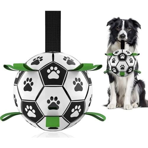 Dog Toys Soccer Ball with Grab Tabs Interactive Dog Toys for Tug of War Durable Dog Balls for Small Medium Dogs (6 Inch)