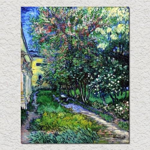 High quality Vincent Van Gogh Paintings The Garden of Saint Pauls Hospital at Saint-Remy Handmade Canvas art Reproduction