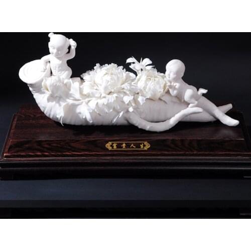 Rich life of peony of Dehua ceramic flower art decoration business gifts housewarming Home Furnishing