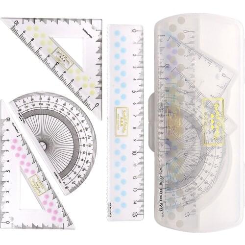 KOKUYO Kawaii Ruler Set Geometric Drawing Tools for Students Pastel Cookie Acrylic Transparent Material Cute School Supplies
