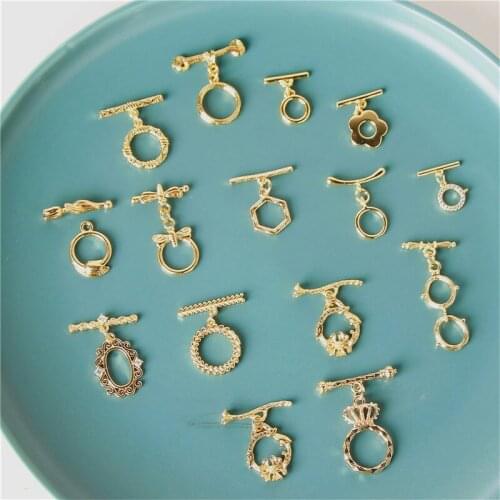 Julie Wang 2 Sets Copper OT Toggle Clasps Golden Connectors Buckle Fastener For Bracelet Necklace Jewelry Making Accessory