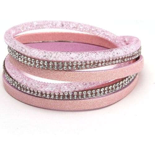 Miasol Multilayers Straps Resin Crystal Rhinestone Bling Double Wrap Magnetic Bracelets Wristband For Women Jewelry Gifts