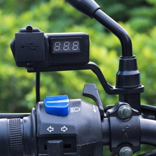 Motorcycle Multifunctional Dual USB Mobile Phone Charger Adapter with Voltmeter Waterproof Motorcycle Accessories