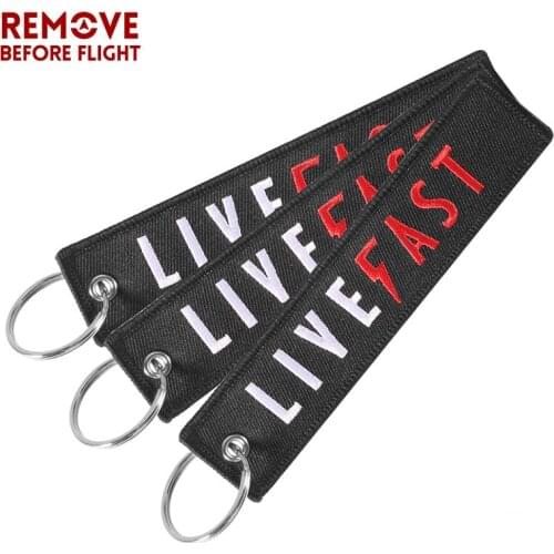 Remove Before Flight Keychains Fashion Jewelry Car Keychain Black LIVE FAST Key Holder for Cars and Motorcycles Car Key Chains