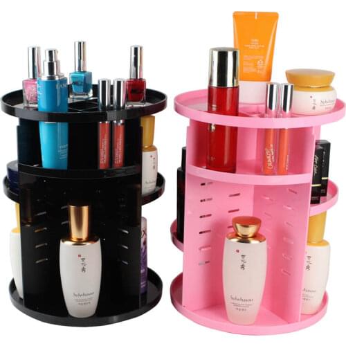 Fashion 360-degree Rotating Makeup Organizer Box Brush Holder Jewelry Organizer Case Jewelry Makeup Cosmetic Storage Box