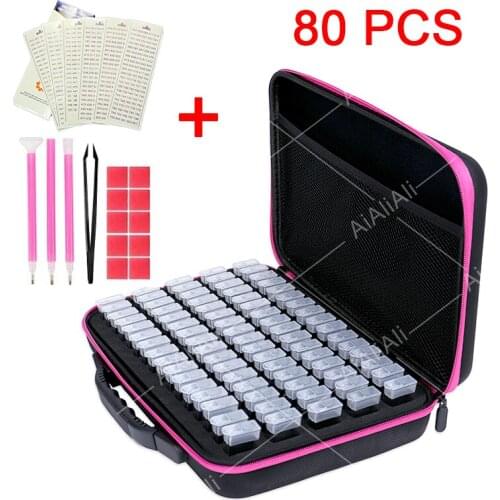 New 80 Boxs Diamond Painting Box Diamond Embroidery Accessories Diamond Mosaic Carry Case Container Storage Box Hand Bag Tools