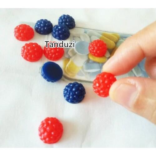 Tanduzi Wholesale 100pcs Japanese Sweets Decoden Mini Fruit Artificial Blueberry Fake Red Mulberry Plastic Bluebery PVC Food DIY