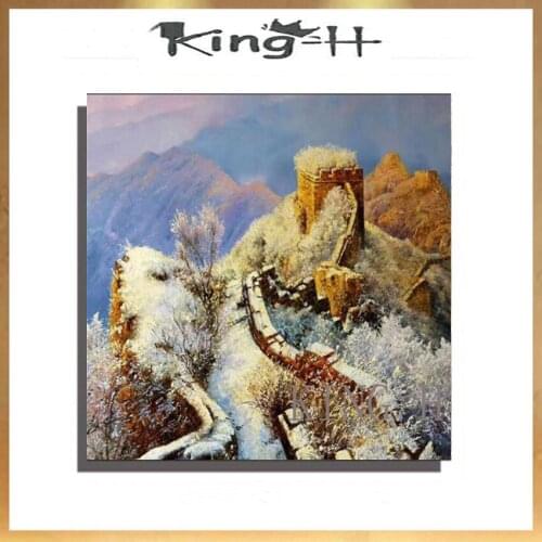 Excellent Artist Hand-painted High Miracle Building Great Wall Oil Painting on Canvas Chinese Building Landscape Oil Painting Ex