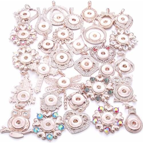 New Rose gold Snaps Jewelry Necklaces Snap Button Necklace Rhinestone Crystal Snap Necklace buttons Pendant women Jewelry