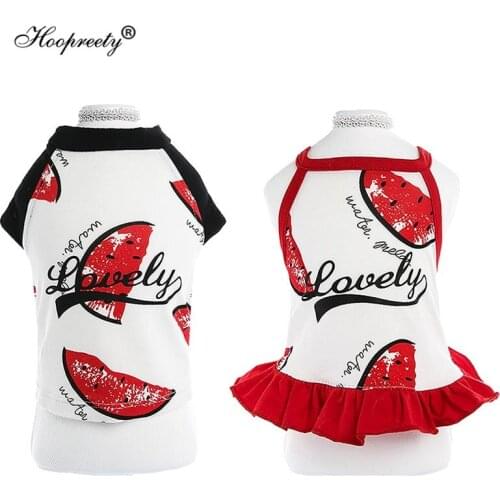 Pet Dress For Cat Princess Dog Clothes Dress Skirt Chihuahua Yorkies Watermelon Pattern Lovers Vest T-Shit Summer Dropshipping