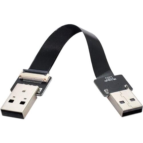 CY USB 2.0 Type-A Male to Type-A Male Data Flat Slim FPC Cable for FPV & Disk & Scanner & Printer