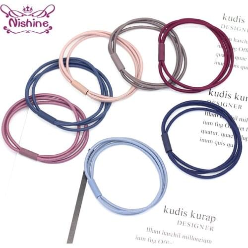 Nishine 50pcs/lot Three-in-One Base Hair Accessories Women Girl Rubber Bands Scrunchy Elastic Hairbands Lady Headwear Photo Prop