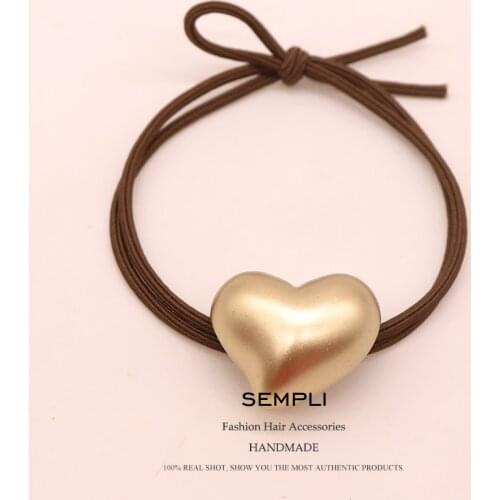 Sempli 100% Nylon High Rubber Elastic Hair Bands For Women Frosted Square Rubber Bands Gold Silver Geometric Headwear Scrunchies