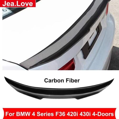 PSM Style Real Carbon Fiber Rear Spoiler Window Roof Trunk Wing For BMW 4 Series F36 420i 430i 4 Doors Hard Top 2014-2018