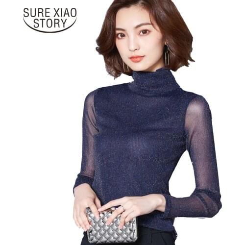 Top women Shirt Blusas 2021 autumn New Winter Women Long Sleeve Shirt Casual Solid Color warm Turtleneck Sexy shirt 87B 30