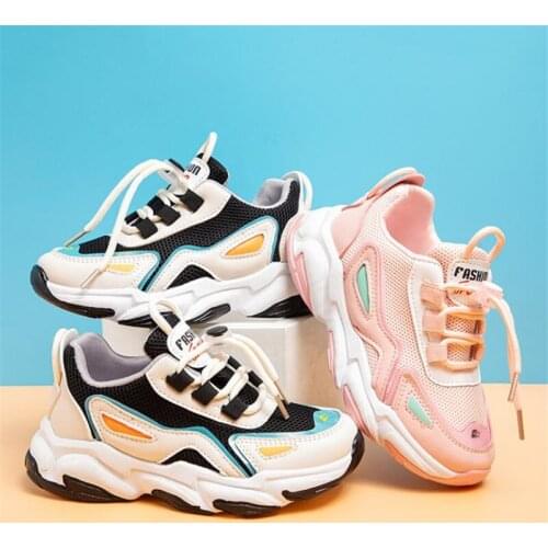 Disneys shoes stitching net surface girls shoes solid soft bottom children breathe freely and comfortable students' shoes